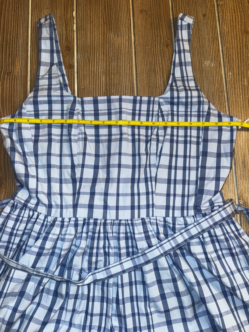 Free Assembly Sleeveless Blue Plaid Midi Dress with Waist Tie NWT sold our - Picture 10 of 15